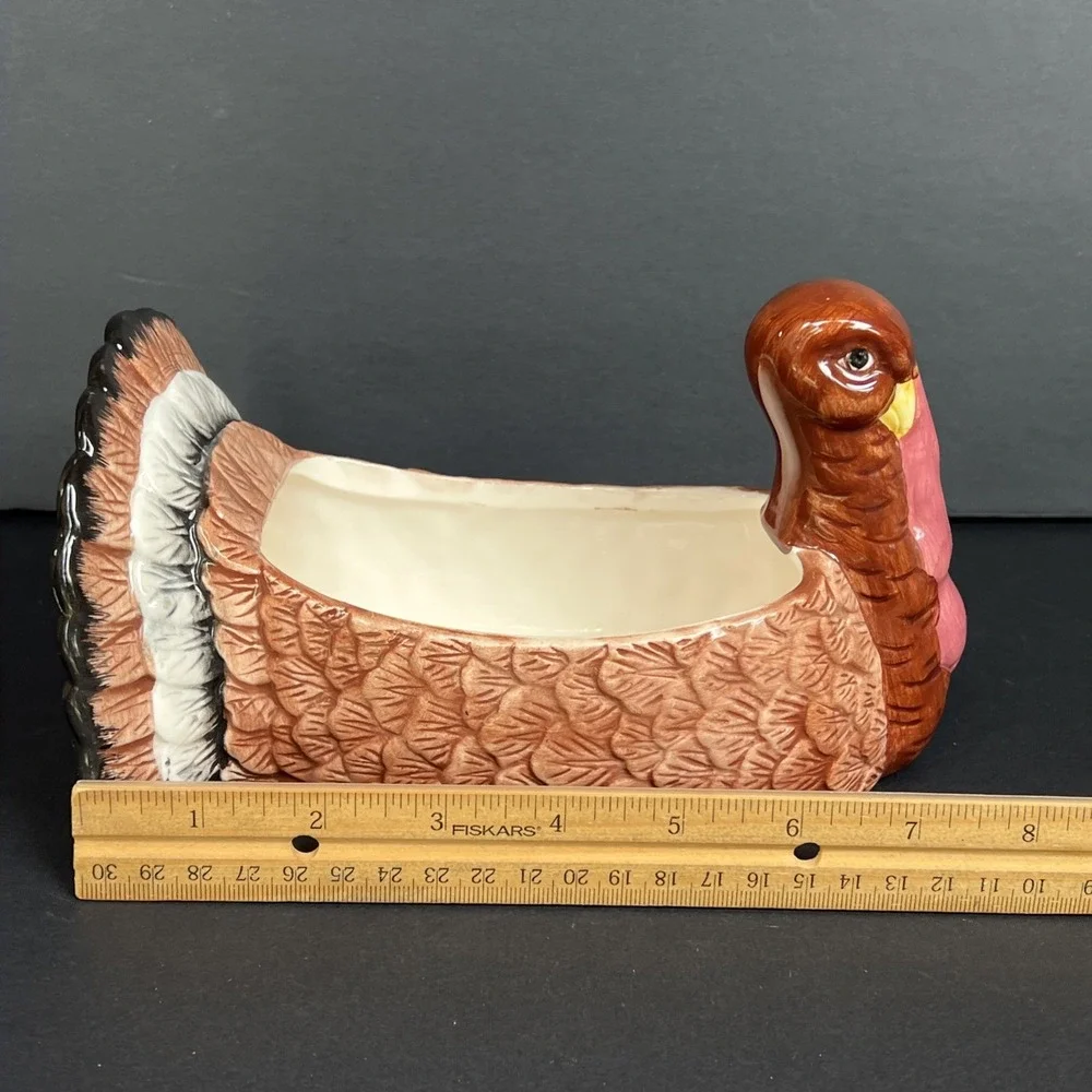 VTG Harvest Time Turkey Butter Dish & Cranberry Dish Thanksgiving Set w Boxes